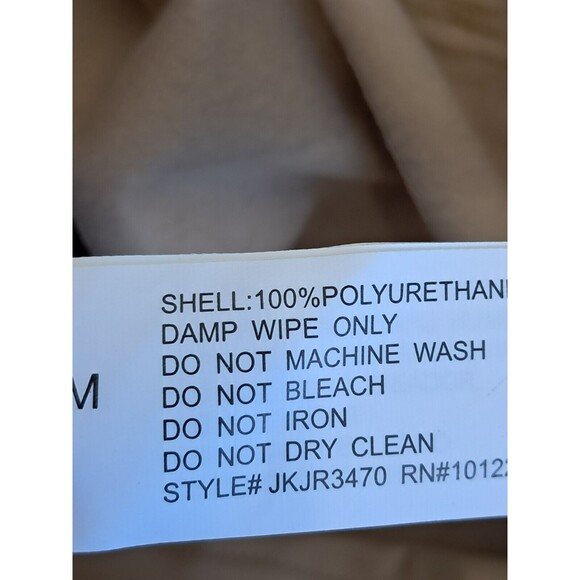 Stoosh Faux Leather Sand Tan Shacket Shirt Jacket M Fleece Lined - Picture 13 of 14